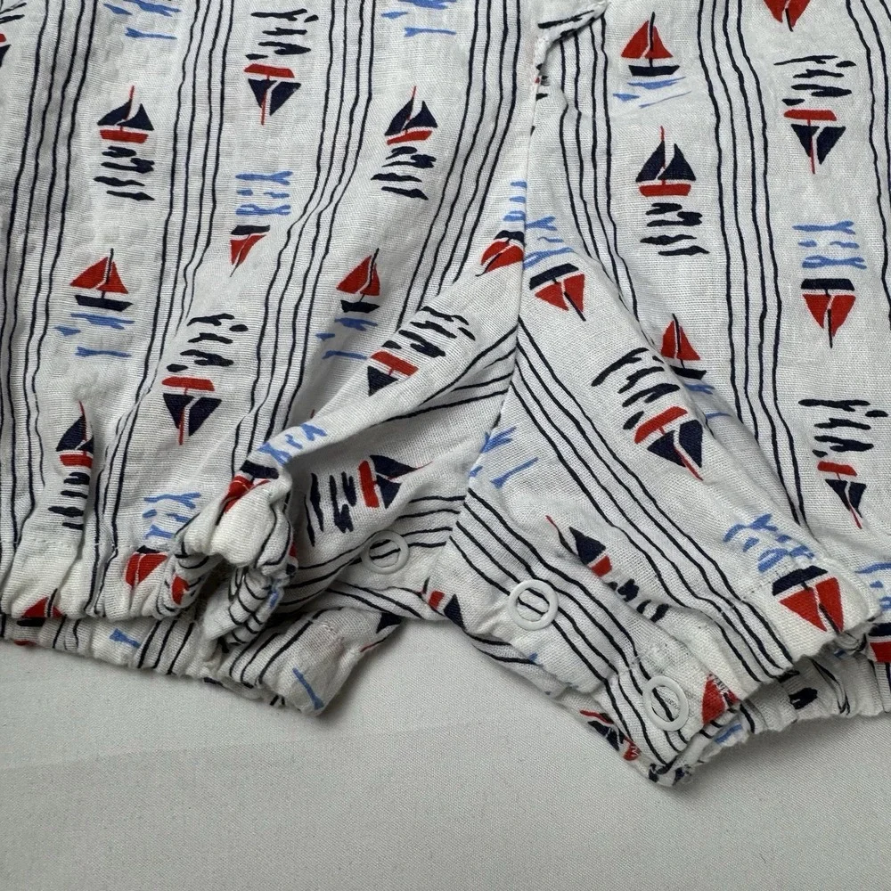 Vintage Sailboat Baby Romper One Piece Girls 18 Months Handmade Ruffle Bum‎ Red
